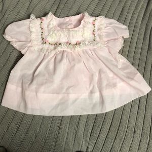 Pale baby pink handmade lace dress infant